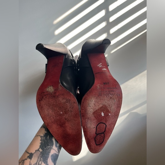 Donald Pliner Leather Biker Harness Style Boots Size 8.5 - Picture 5 of 11